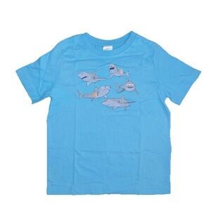 HANNA ANDERSSON 3D GLASSES POPCORN MOVIE WATCHING SHARKS BLUE COTTON TEE SHIRT